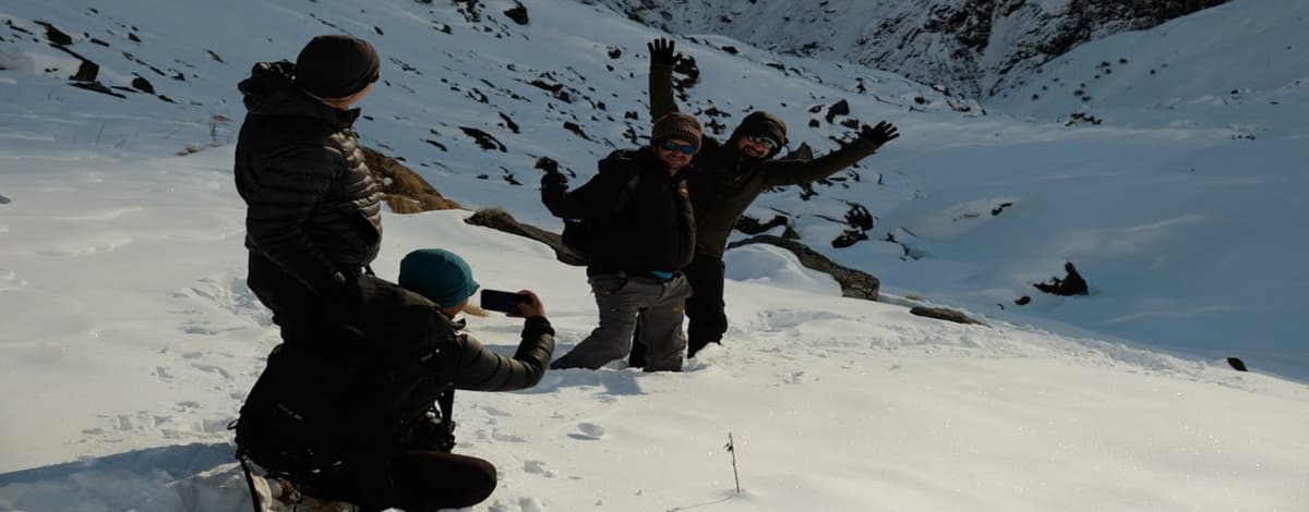 ABC trail with peaks Annapurna Base Camp trekking trail, open and operating normally after the 2026 floods