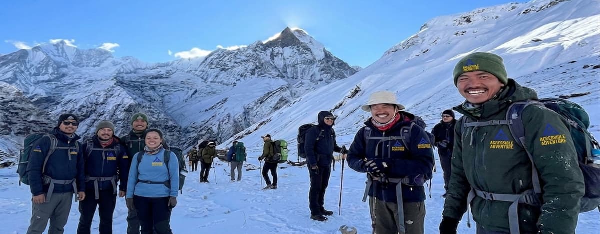 abc-winter-trekking-conditions Snow-dusted trail near Annapurna Base Camp during the winter trekking season