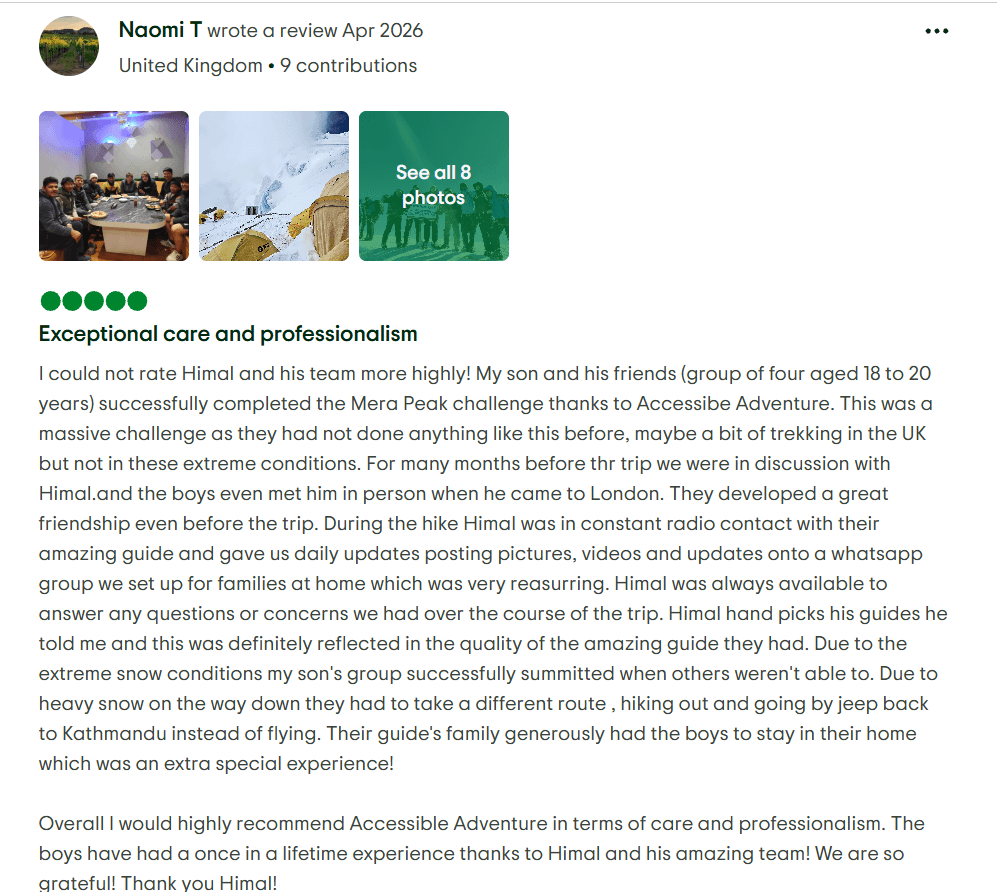 TripAdvisor Reviews Accessible Adventure TripAdvisor profile showing five-star reviews for Accessible Adventure